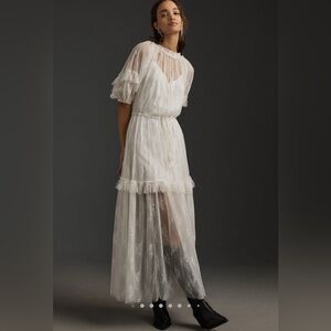 Anthropologie Let Me Be short-sleeve ruffle maxi dress